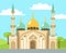 Muslim mosque isolated. Cartoon vector classic cathedral illustration