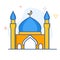 Muslim mosque line vector illustration.