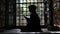 Muslim in Mosque, muslim woman silhouette praying