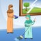 Muslim Mother and Daughter Doing Chores at Home