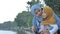 Muslim Mother and Daughter Playing Outdoor