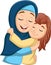 Muslim mother hugging her daughter