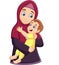 Muslim mother hugging her son