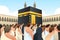Muslim Pilgrims Walking Around Kaaba in Mecca