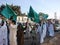 Muslim raising green flags