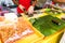 Muslim shoppers buying food from street vendor for breaking fast