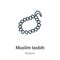 Muslim tasbih outline vector icon. Thin line black muslim tasbih icon, flat vector simple element illustration from editable