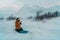 A Muslim traveling through arctic cold regions while performing the Muslim prayer namaz during breaks