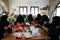 Muslim veiled women make Christmas games in Gaza Strip