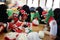 Muslim veiled women make Christmas games in Gaza Strip