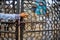 A Muslim waits at close entrance to the mosque after using to the Corona virus protection mask