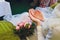 Muslim wedding rite. Bride and groom sitting on the floor in the moqsue. Muslim Wedding prayers. Nikah.