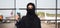 muslim woman with air ticket and immunity passport