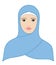 A Muslim woman in a blue kerchief. Vector illustration.