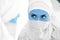 Muslim woman with blue skin