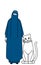 Muslim woman in burqa is Petting a pet lioness