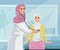 Muslim woman doctor and patient