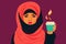 A muslim woman drink coffee. Aromatic Bliss. An arab Womans Coffee Journey. Generative AI