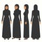 muslim woman illustration, vector arab girl character, saudi cartoon female, front, side and back view