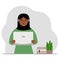 Muslim woman with laptop and headphones. Working from home, student, freelancer, assistant, blogger or businessman. Home