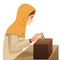 Muslim Woman Making Money Donation Illustration