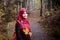 Muslim woman in North America during autumn