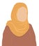 Muslim woman in orange shawl on a white background. No fac e.