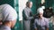 Muslim woman preparing islamic wedding headdress for the beautiful bride