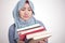 Muslim Woman Sick and Tired Reading Too Much Books