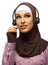 Muslim woman tech support worker