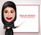 Muslim woman vector character presenting or teaching in white board