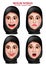 Muslim woman vector characters set of head wearing hijab or head scarf