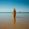 A Muslim woman in a veil or veil walks along the beach near the ocean.