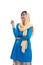 muslim woman wearing blue look up