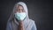 Muslim woman wearing mask to prevent coronavirus covid 19 pandemi