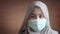 Muslim woman wearing mask to prevent coronavirus covid 19 pandemi