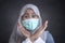 Muslim woman wearing mask to prevent coronavirus covid 19 pandemi