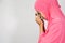 Muslim women hand holding the rosary in the mosque for prayer,  In the month of Ramadan Muslim religion Islamic worshiping god fai