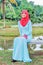 Muslimah lady wear blouse and hijab