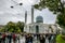 Muslims celebrate Eid al-Fitr near the Central mosque in St. Pet