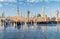 Muslims gathered for worship Nabawi Mosque, Medina, Saudi Arabia