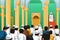 Muslims Praying in a Mosque Illustration