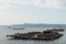 Mussel aquaculture rafts, batea, in Arousa estuary