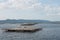 Mussel aquaculture rafts, batea, in Arousa estuary