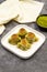 Mussel baklava. Pistachio baklava on a dark background. Mediterranean cuisine delicacies