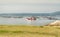 Mussel boat sailing between mussel beds