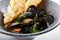 Mussels with baguette slice