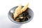 Mussels with baguette slice