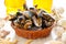 Mussels in basket