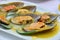 Mussels with garlic dip
